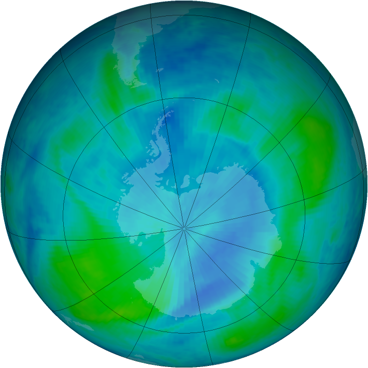 Antarctic ozone map for 01 March 1999
